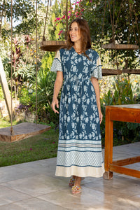 Indigo Cotton Boho Nightgown