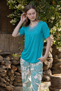 Lagoon Foliage Viscose Pyjama Set