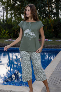 Verdant Watercolour Floral Organic Cotton Pyjama Set