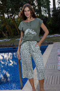Verdant Watercolour Floral Organic Cotton Pyjama Set
