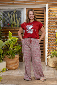 Crimson Ditsy Floral Organic Cotton Pyjama Set
