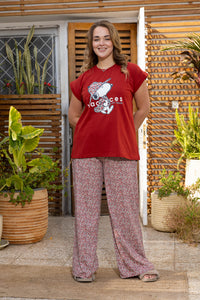Crimson Ditsy Floral Organic Cotton Pyjama Set