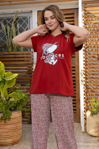 Crimson Ditsy Floral Organic Cotton Pyjama Set